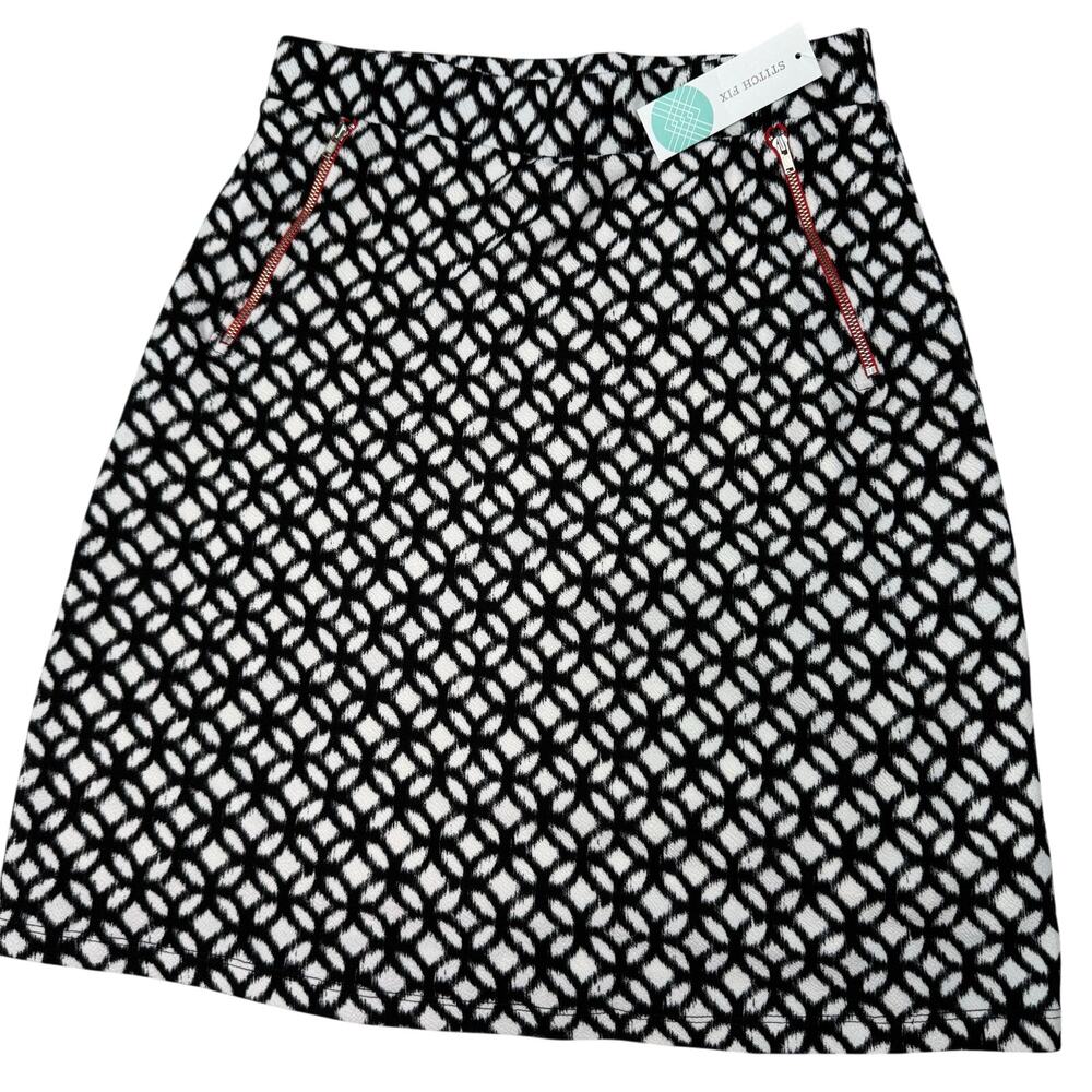 Stitch‎ Fix Le Lis Maura Zip Pocket Skirt Size M Black White NWT